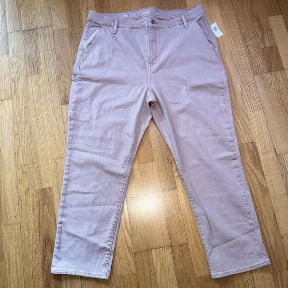 Old Navy Women’s Extra HR Sky-Hi Straight Secret Smooth Pockets Pink Sz 18 NWT - Picture 1 of 16